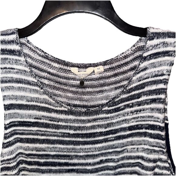Lucky Brand Stripe Sweater Knit Tank Top White Navy Blue Cotton Medium - Picture 2 of 4